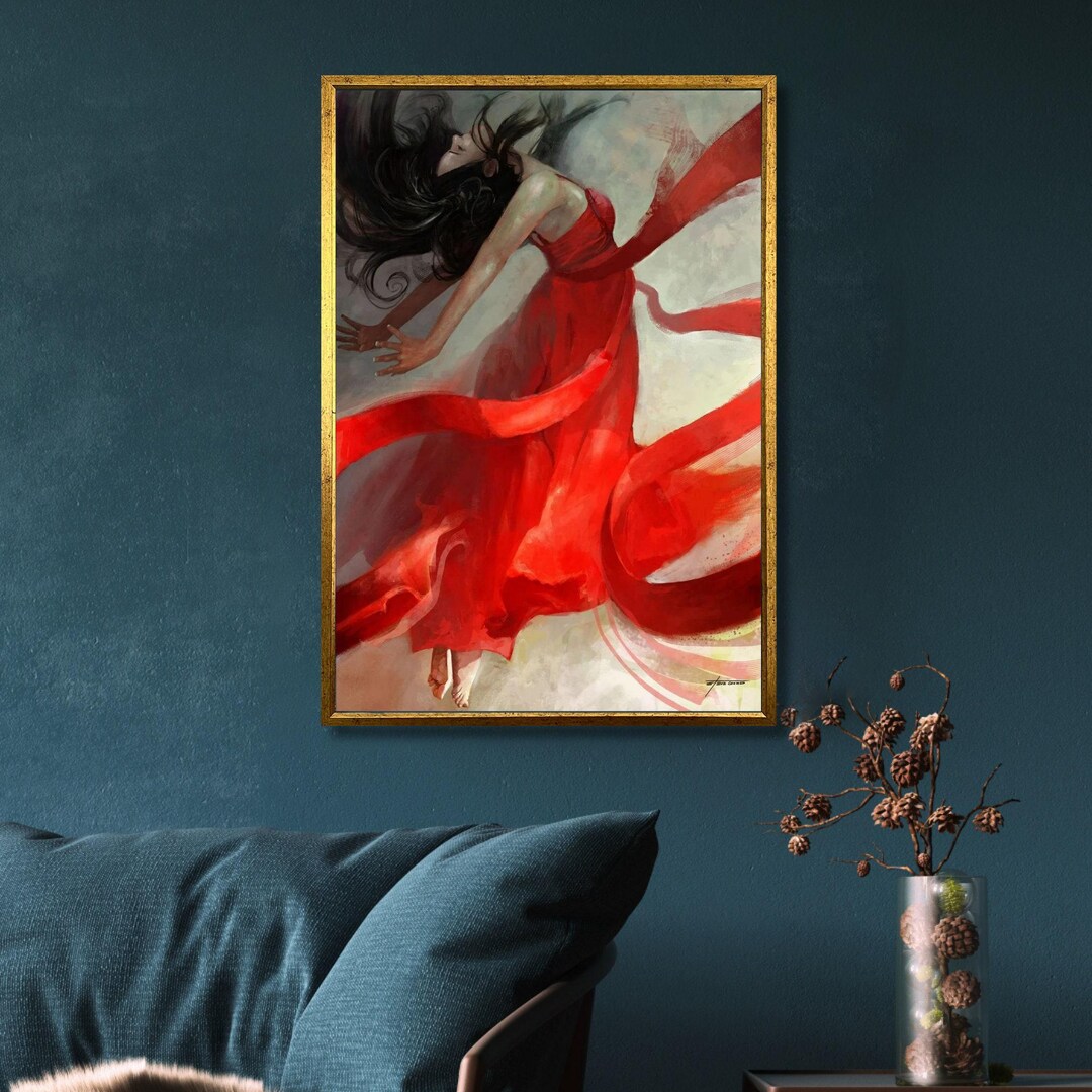 Woman "dancer in Red Dress" Canvas Art Print - Etsy
