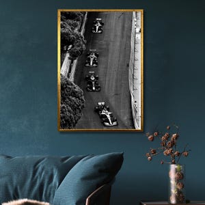 Formula 1 Canvas Print: Black and White Racing Car Wall Art