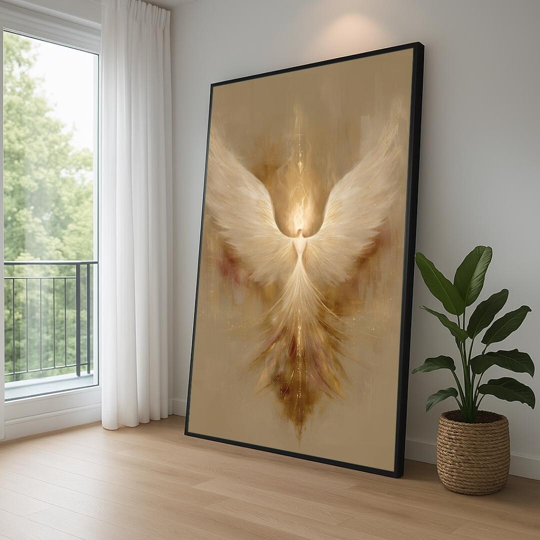 Radiant Ascension – Golden Angelic Wings Abstract Painting - Etsy