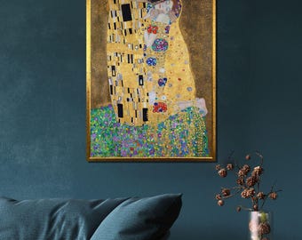 Gustav Klimt The Kiss Canvas Art Print
