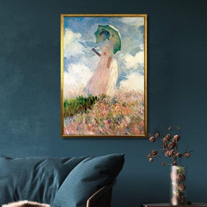 Claude Monet 'Vrouw met een parasol links'' , Claude Monet Vrouw met een parasol links canvas, Claude Vrouw met een parasol links kunst