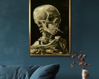 Canvastavla "Skalle med brinnande cigarett" av Van Gogh