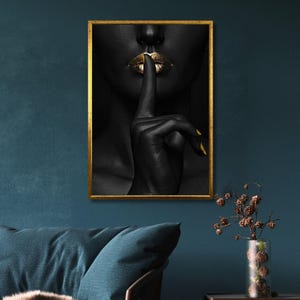Gold Lips Woman Canvas Art
