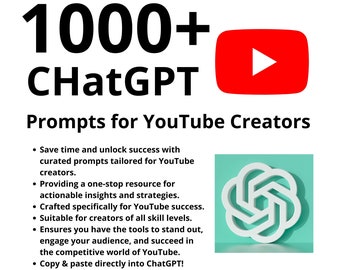 Boost Your YouTube Channel | 1000+ ChatGPT Prompts for Success, Analytics, Branding, Monetization, Ideas, and Channel Growth.