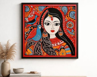 Handcrafted Goddess Painting Framed Art | Bedroom Living Room Wall Hanging