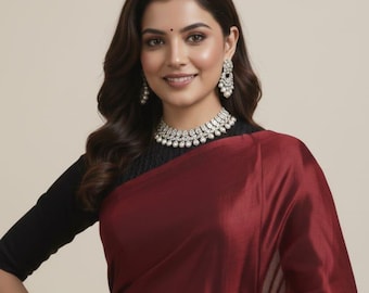 Maroon Pure Tussar Silk Saree