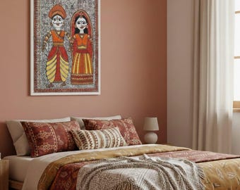Original Handpainted Madhubani Painting - Living Together Couple Love