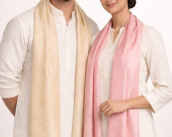 Handwoven Banana Silk Couple Stole Set | Sustainable