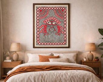 Handmade Madhubani Fish Painting Wall Art
