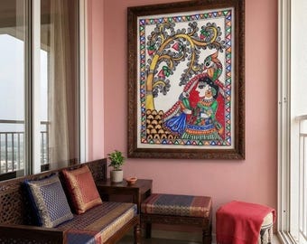 Madhubani Wall Art Painting 10x5 Inch