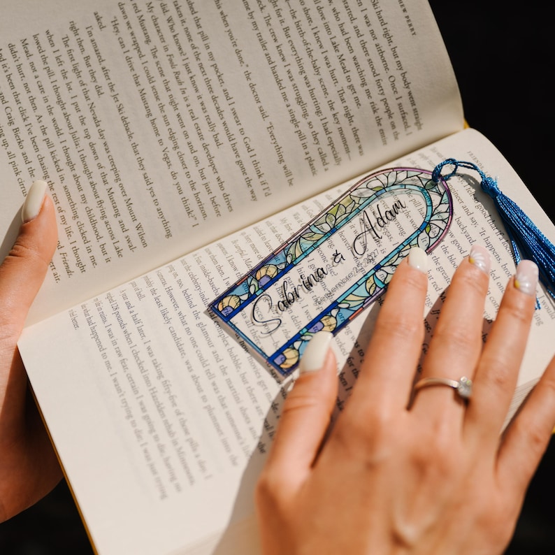 Stained Glass Effect Bookmark: Personalized Fairytale Wedding Favor image 17