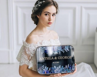 Personalized Arched Wedding Card Box: Wooden and Acrylic Envelope & Gift Keepsake