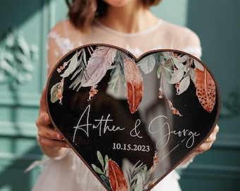 Boîte pour cartes de mariage, boîte pour cartes de mariage en verre acrylique avec fente pour enveloppes, boîte pour cadeaux et cartes de mariage personnalisées pour réception de mariage