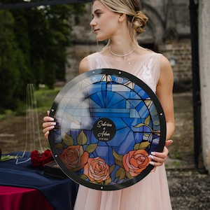 Stained Glass Effect Guest Book Alternative for Fairytale Themed Wedding Decor, Beauty Beast Rose Guestbook Sign, Acrylic Welcome Sign