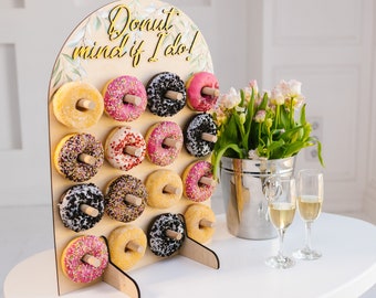 Wedding Donut Wall Board with Pegs, Printed Donut Stand for Wedding Party Table Decor, Handmade Wedding Accessories, Rustic Wedding Decor