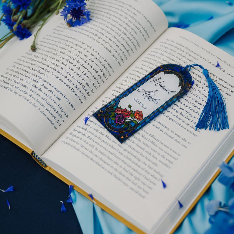 Stained Glass Effect Bookmark: Personalized Fairytale Wedding Favor image 12