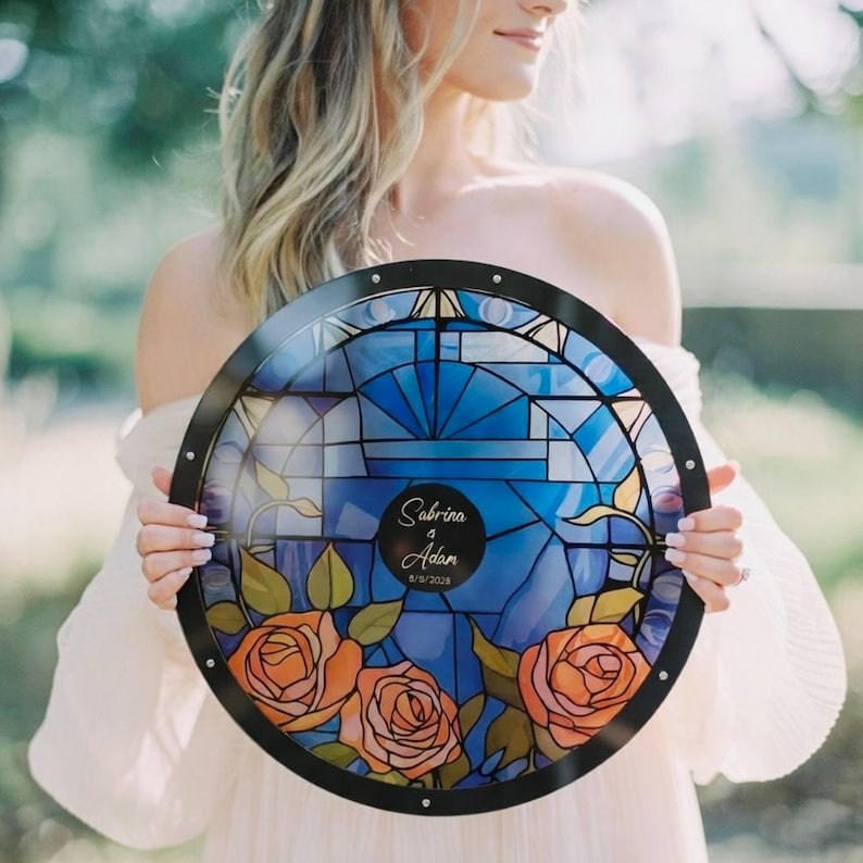 Stained Glass Effect Wedding Guest Book Alternative: Fairytale Acrylic Sign image 13