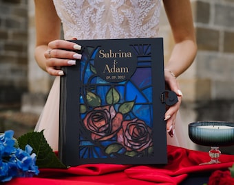 Custom Stained Glass Wedding Memory Box, Personalized Keepsake