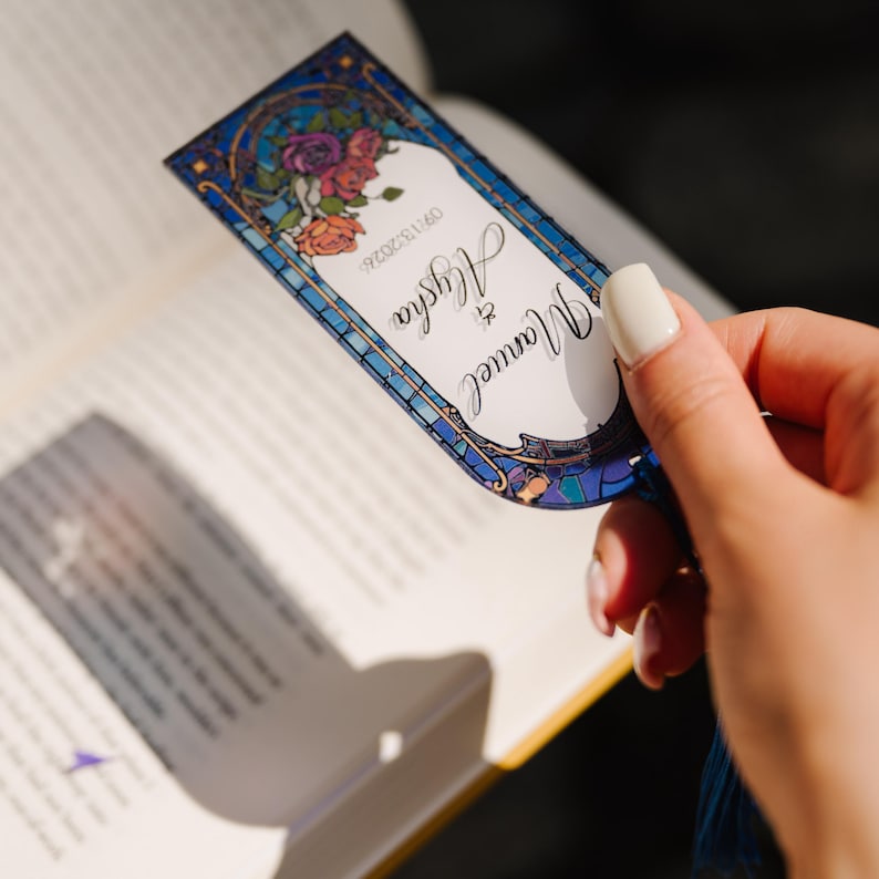 Stained Glass Effect Bookmark: Personalized Fairytale Wedding Favor image 14