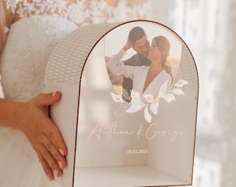 Personalisierte Hochzeitskartenbox mit Schlitz, gewölbte Hochzeits-Umschlagbox, Abschlusskartenbox, Hochzeitsgeschenkkartenbox, Hochzeits-Spardose