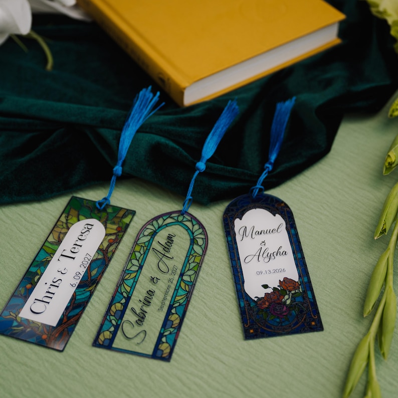Stained Glass Effect Bookmark: Personalized Fairytale Wedding Favor image 16