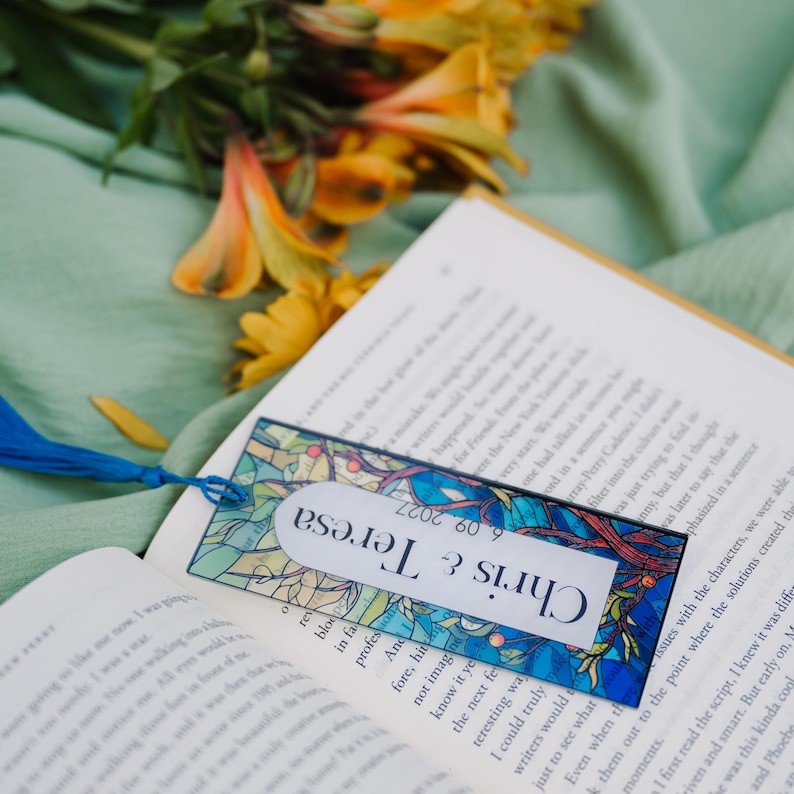 Stained Glass Effect Bookmark: Personalized Fairytale Wedding Favor image 6
