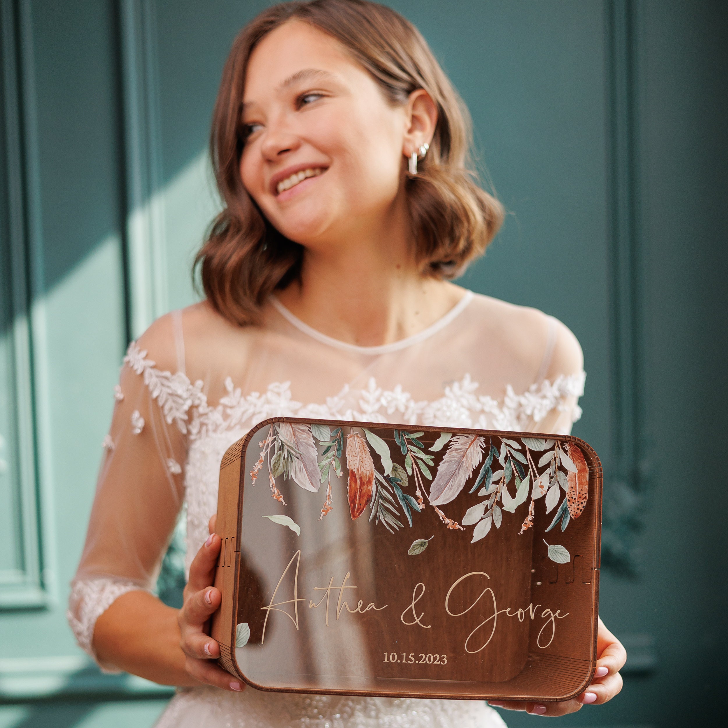 Personalisierte Hochzeitskartenbox mit Schlitz, Gewölbte Hochzeitsumschlagbox, Abschlusskartenbox, Hochzeitsgeschenkkartenbox, Hochzeitsspardose