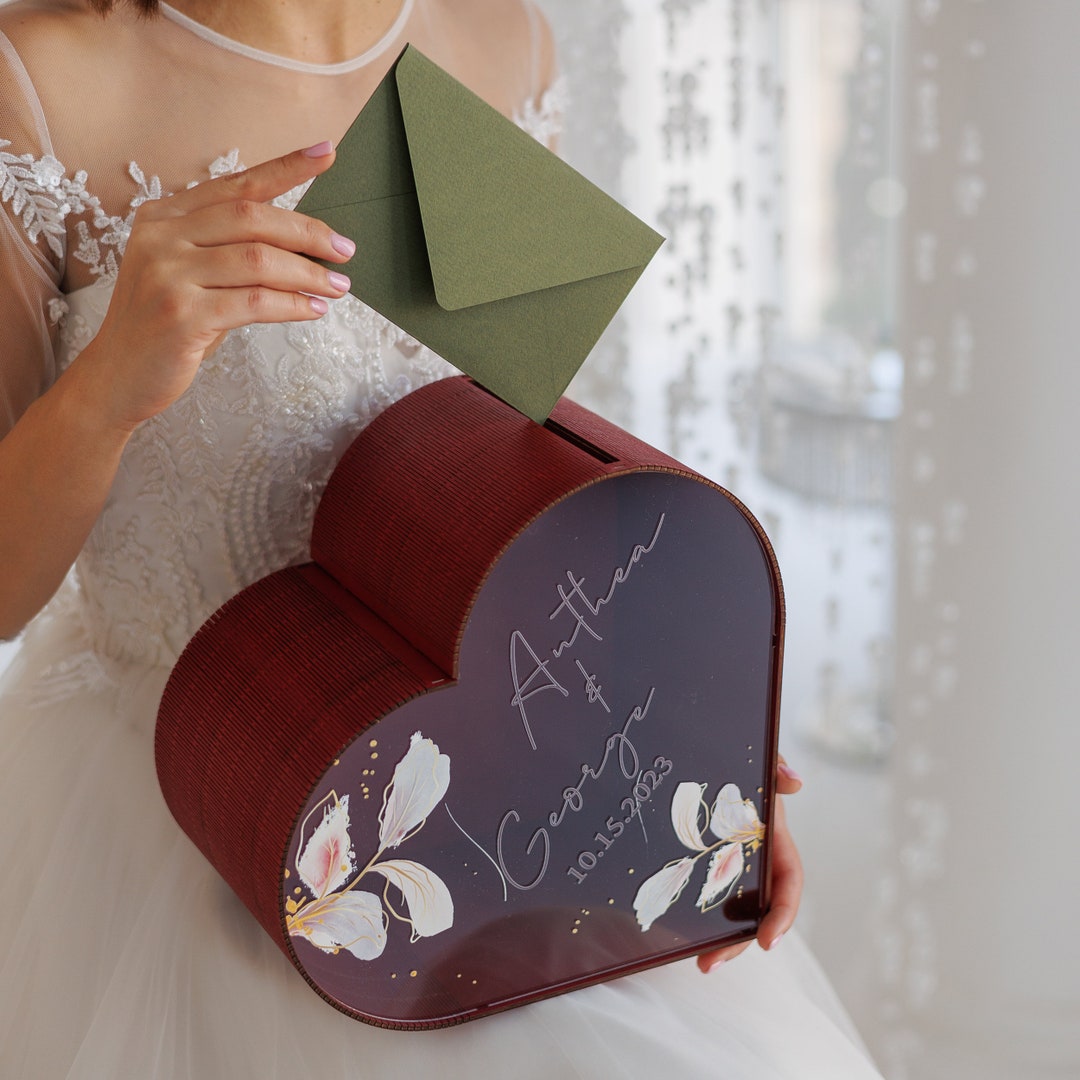 Personalized Acrylic Glass Wedding Card Box With Slot - Etsy UK
