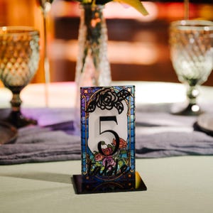 Wedding Table  Number Decor, Stained Glass Imitation Decorations for Romantic Wedding Ceremony, Princess Wedding Decor for Middle Ages Party