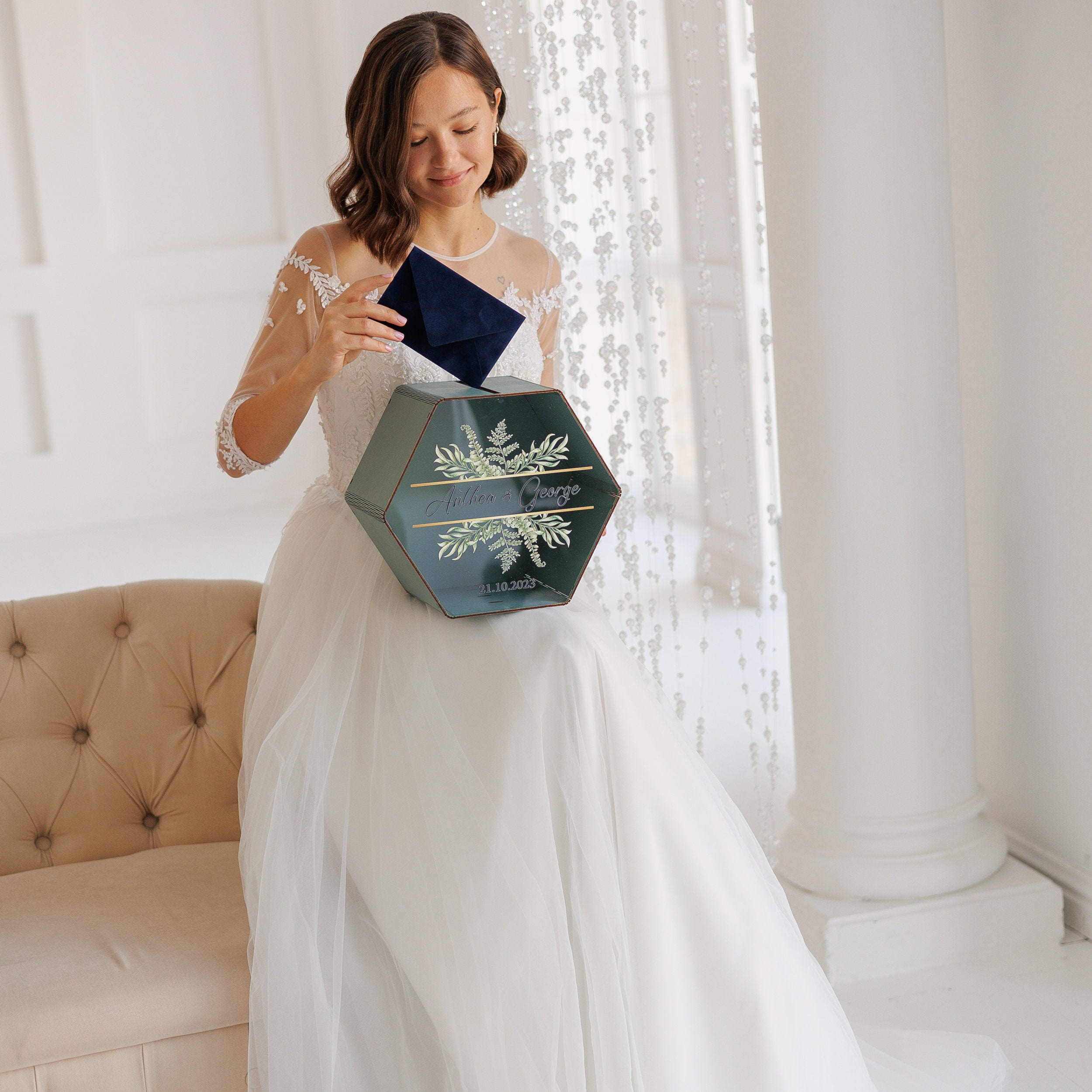 Personalisierte Hochzeitskartenbox mit Schlitz, Gewölbte Hochzeitsumschlagbox, Abschlusskartenbox, Hochzeitsgeschenkkartenbox, Hochzeitsspardose