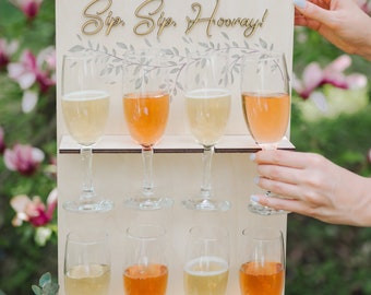 Custom Champagne Wall Display: Wedding Table Decor, Wine Glass Stand