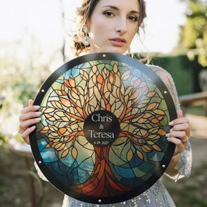 Stained Glass Wedding Guest Book Alternative: Acrylic & Wood Family Tree