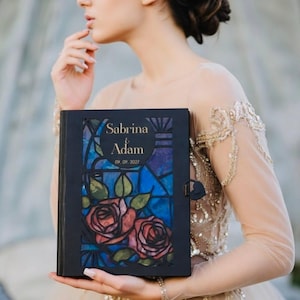 Personalized Stained Glass Effect Memory Box: Medieval Wedding Keepsake