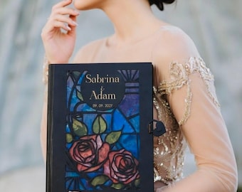 Personalized Stained Glass Effect Memory Box: Medieval Wedding Keepsake