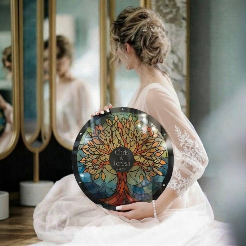 Stained Glass Effect Wedding Guest Book Alternative: Fairytale Acrylic Sign image 1