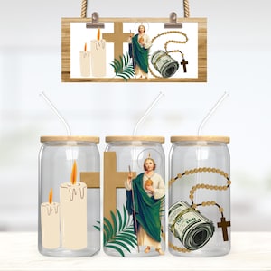 San Judas cup wrap - San Judas PNG - cup wrap png design - San Judas UV DTF - glass can wrap - Saint Jude png  - San Judas sublimation wrap