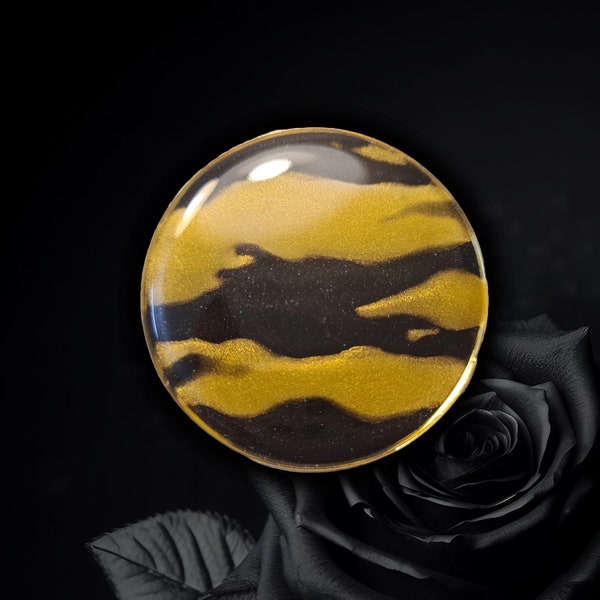 Broche ronde Noir et Or