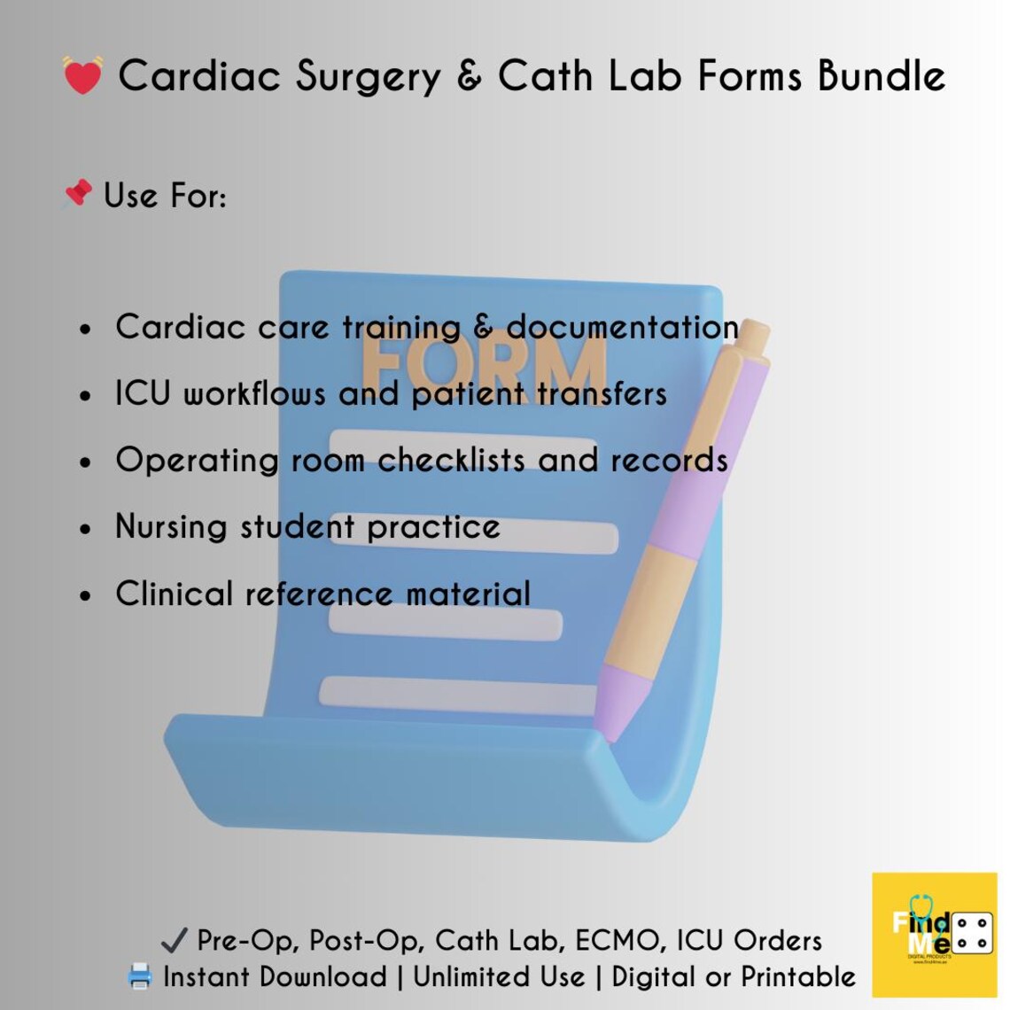 Cardiac Surgery & Cath Lab Forms Bundle: ICU Nursing Sheets (printable ...