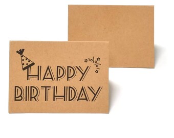 Happy Birthday Cards Fold Up Kraft Paper Postcard Gift Decoration Blank Greeting Card Birthday Invitations Gift Card