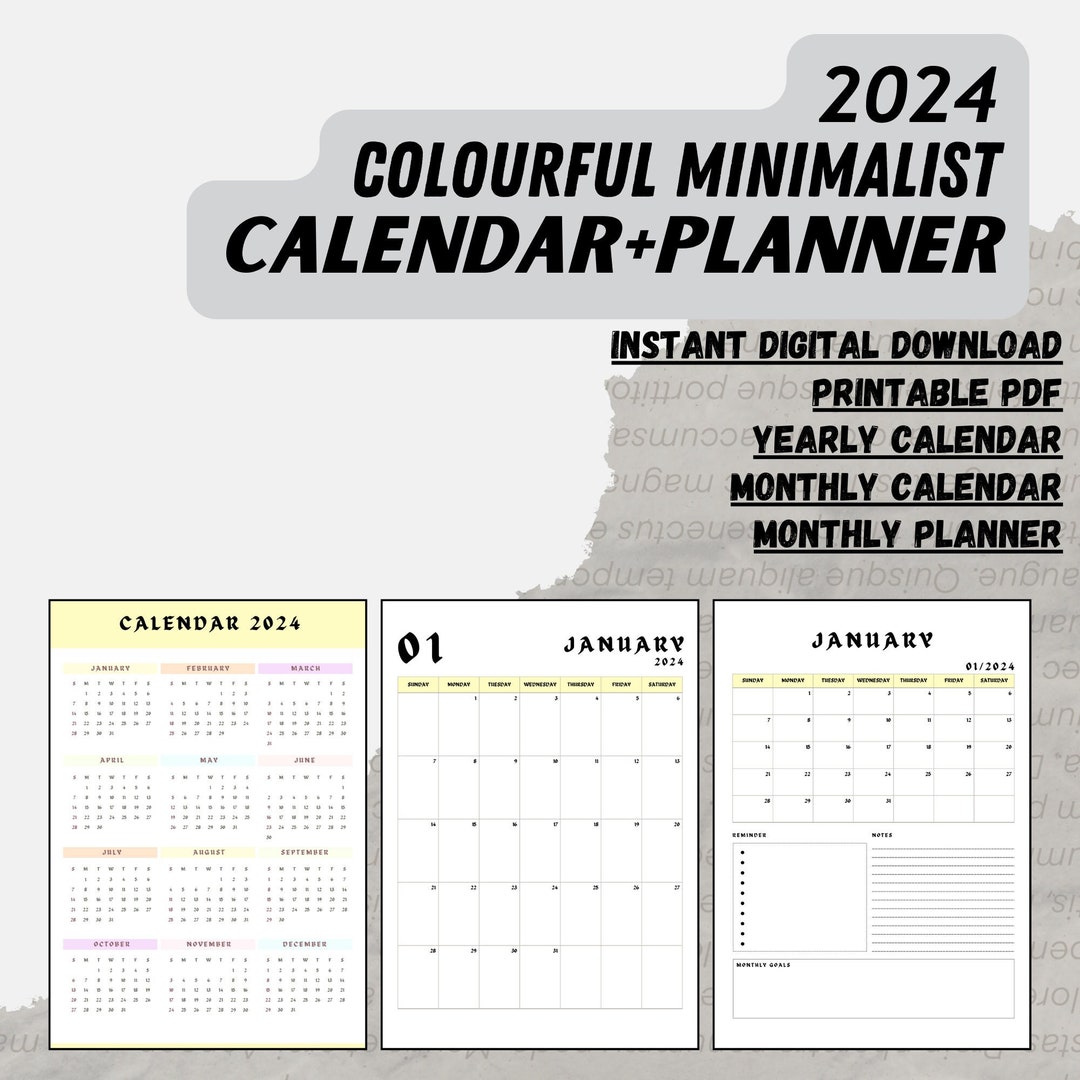 2024 Calendar & Planner Printable A4 Format, PDF, Instant Download