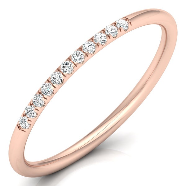 14K Rose Gold Lab Grown Diamond Proposal Band For Women, Delicate Band For Engagement, Stacking ring, Eternity Band For Women
