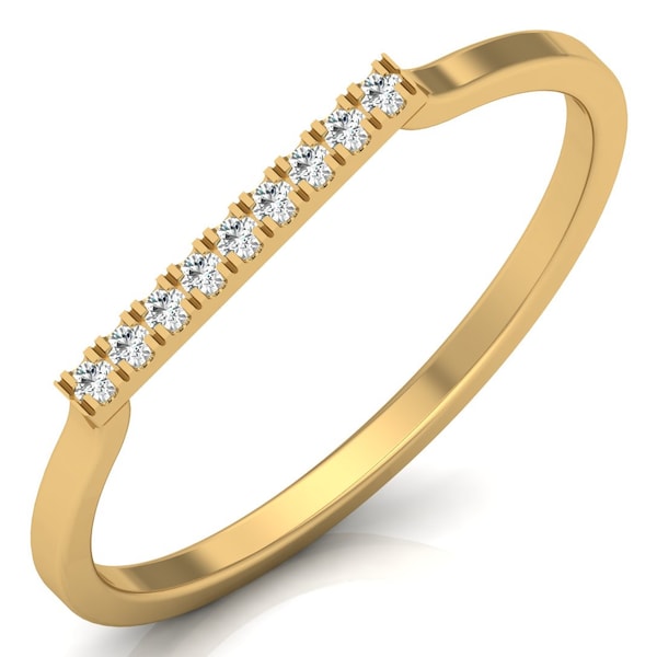 Unique 14K Yellow Gold Lab Grown Diamond Wedding Band, Designer Proposal Band For Women, Perfect Anniversary Gift