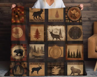 Sherpa Blanket: Rustic Woods Cabin Design - Soft and Warm