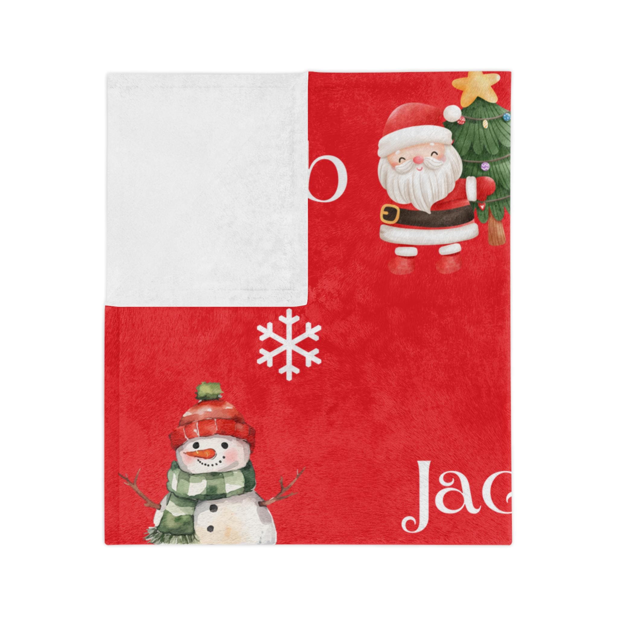 Christmas Blanket Santa and Reindeer Custom Name Super soft velveteen Personalized Christmas Gift, Holiday Throw for Cozy Nights Custom Name