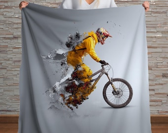 Abstracte sherpadeken voor mountainbiker – Exploding Motion Art, sportlegging downhill fietsen