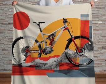 Moderne sherpadeken voor mountainbikes – geometrische wielerkunst, MTB-rijdercadeau, trailavontuurworp