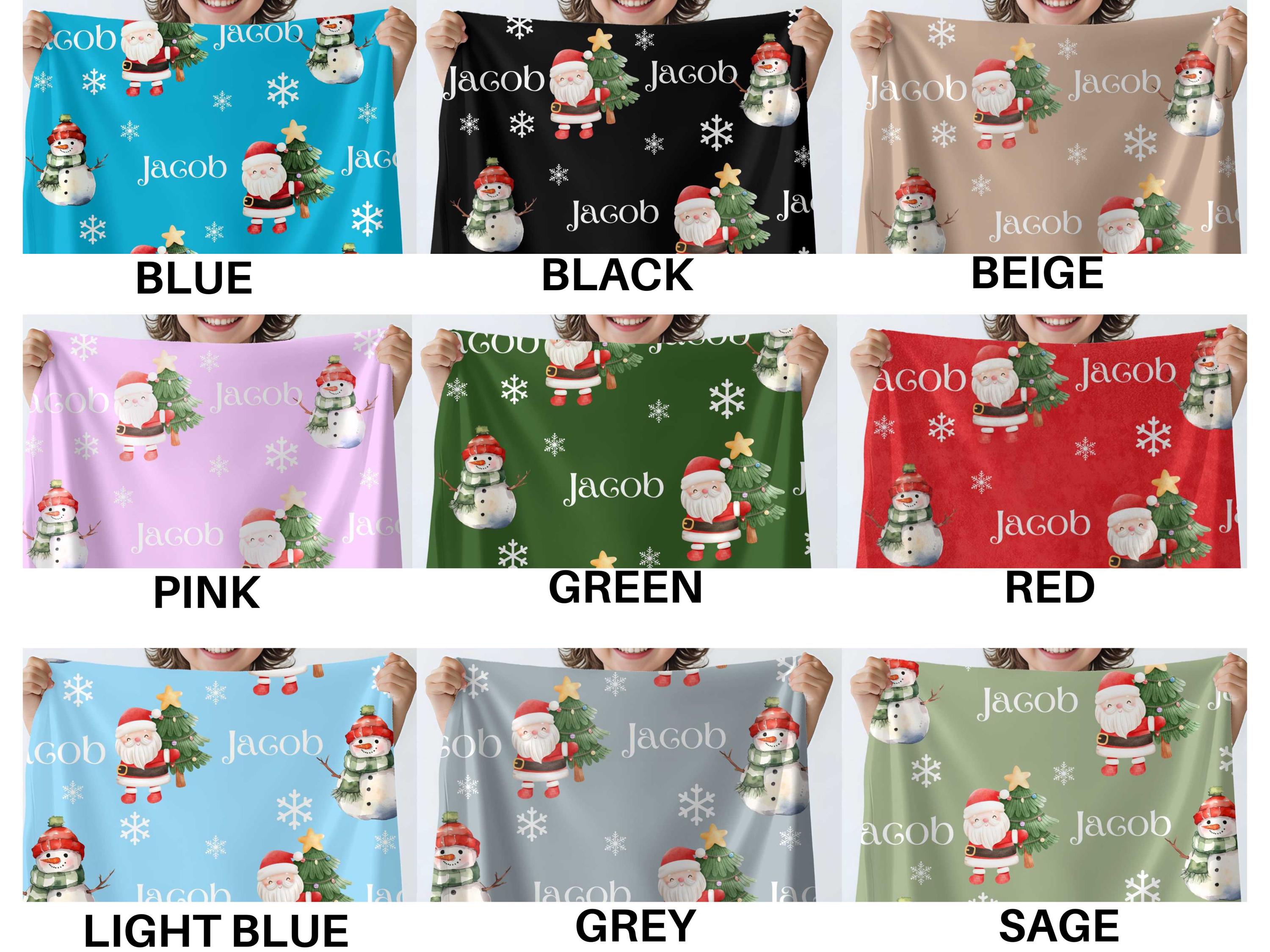 Christmas Blanket Santa and Reindeer Custom Name Super soft velveteen Personalized Christmas Gift, Holiday Throw for Cozy Nights Custom Name