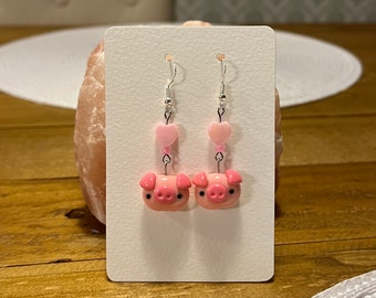 Handmade Polymer Clay Cute  Piggie Earrings