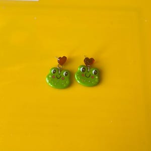 Polymer Clay Earring, Handmade, froggie, frog, Cute, Stainless Steel Earrings, Handmade Jewelry, Stud Earrings, mixed earrings