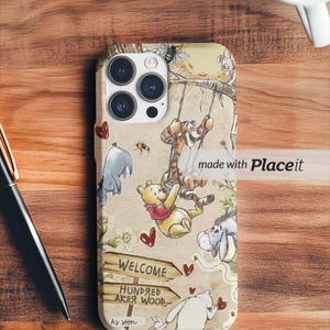 Funda rígida con diseño de Winnie the Pooh, ideal para niños y adultos, ideal como regalo de cumpleaños o para festividades. Ideal para Samsung, iPhone 16, 15 y 14.